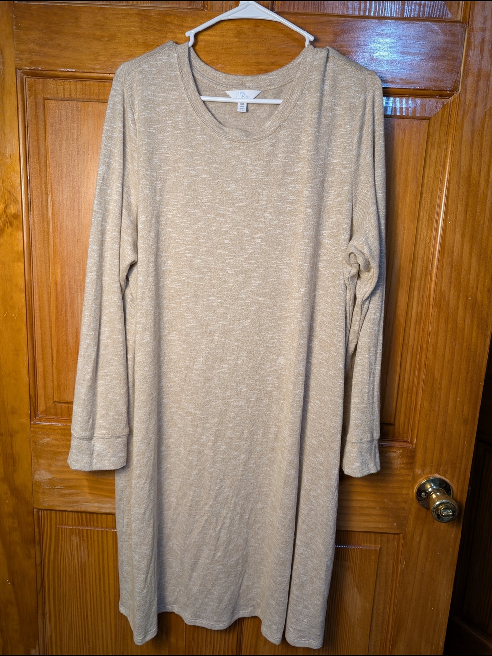 Time and Tru Beige Long Sleeve Knit Dress